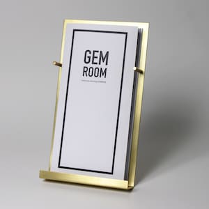 Novo porta-panfletos de brochura de latão moderno-suporte de informações de metal de latão minimalista, exibição de cartão postal de folhetos
