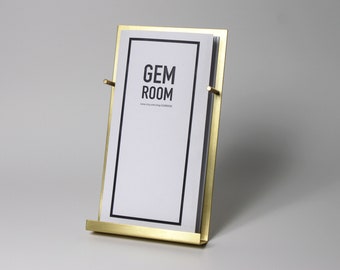 NEW Modern Brass Brochure Pamphlet Holder- Minimalist brass metal Information stand, Brochures postcard display