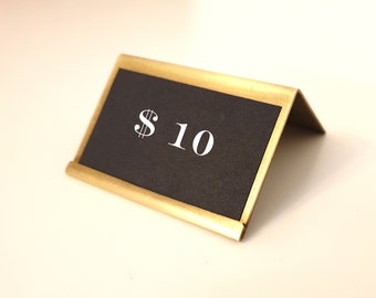 Modern brass Price tag Holder, Post card holder, Brass product description display