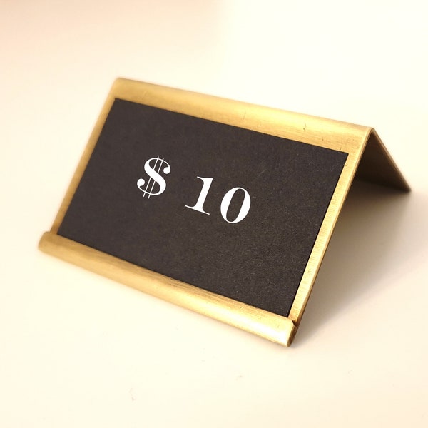 Modern brass Price tag Holder, Post card holder, Brass product description display