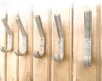 Set of 5 Birch plywood hooks hanger. Natural hooks for sauna lovers or nursery