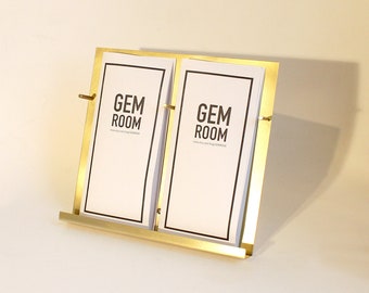 NEW Modern Brass Brochure Pamphlet Holder- minimalist brass metal Information stand, Brochures postcard display