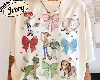 Pixar Toy Story T-shirt, Coquette Bows Watercolor Disney Toy Story Shirt, Disneyland Shirt, Disney Matching Family Shirt, Woody Buzz Rex Tee
