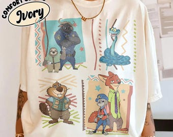 Rretro 90s Disney Zootopia 2 Characters Group Shirt, Judy Hopps Nick Wilde Gary De_Snake Tee, Zootropolis, Disneyland Family 2025 Trip Shirt