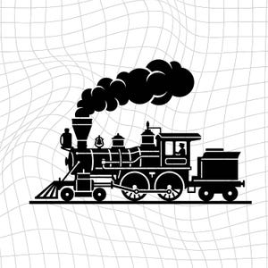 Vintage Steam Train SVG Cut File, Locomotive Clipart, Vintage Locomotive Vector Graphic
