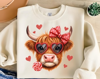 Valentine Highland Cow PNG XOXO Coquette Design sublimation valentines designs png