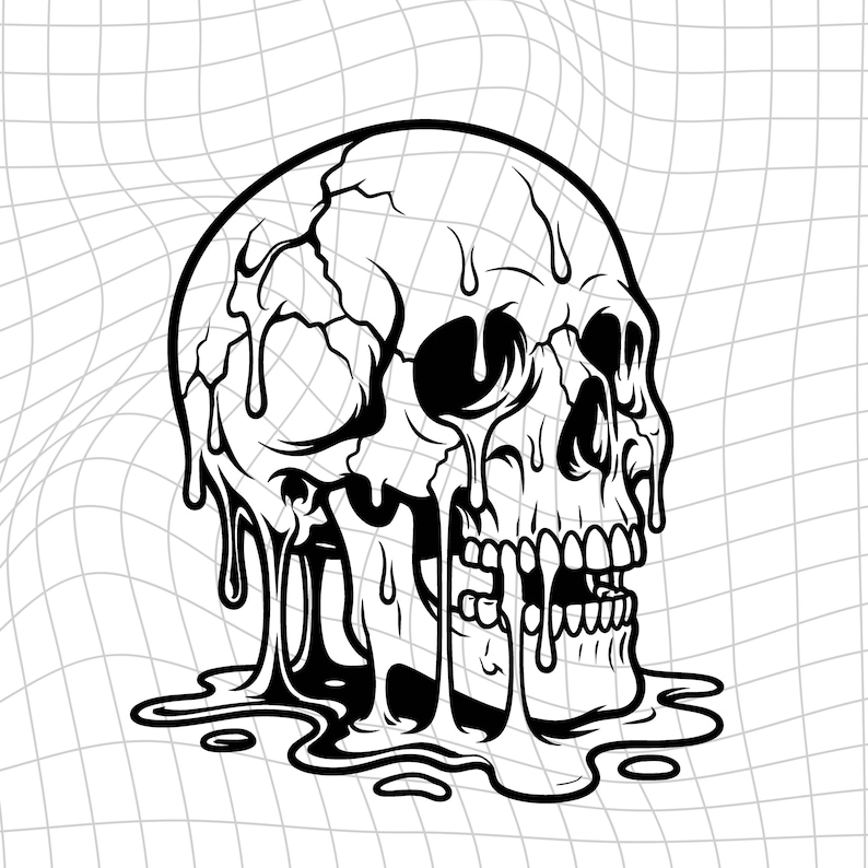 Melting Dripping Skull SVG PNG, Gothic Art, Creepy Decor, Skeleton Head ...