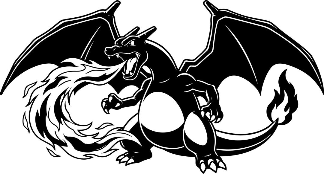Charizard SVG,EPS,PNG, Pokemon Fire Dragon Silhouette, Charizard Fire ...