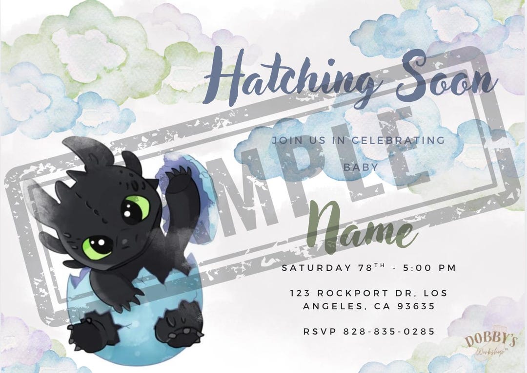 Hatching Baby Toothless Hatching Soon (toothless) Baby Shower Einvite - Etsy