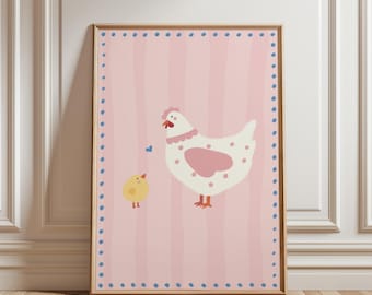 Chicken and Chick - Nursery Wall Art | Digital Download | Printable Kids Room Decor