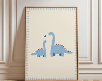 Dinosaur and Baby - Nursery Wall Art | Digital Download | Printable Kids Room Decor
