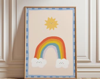 Sun and Rainbow - Nursery Wall Art | Digital Download | Printable Kids Room Decor