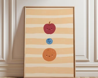 Happy Fruits - Nursery Wall Art | Digital Download | Printable Kids Room Decor