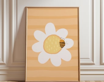 Happy Little Bee - Nursery Wall Art | Digital Download | Printable Kids Room Decor
