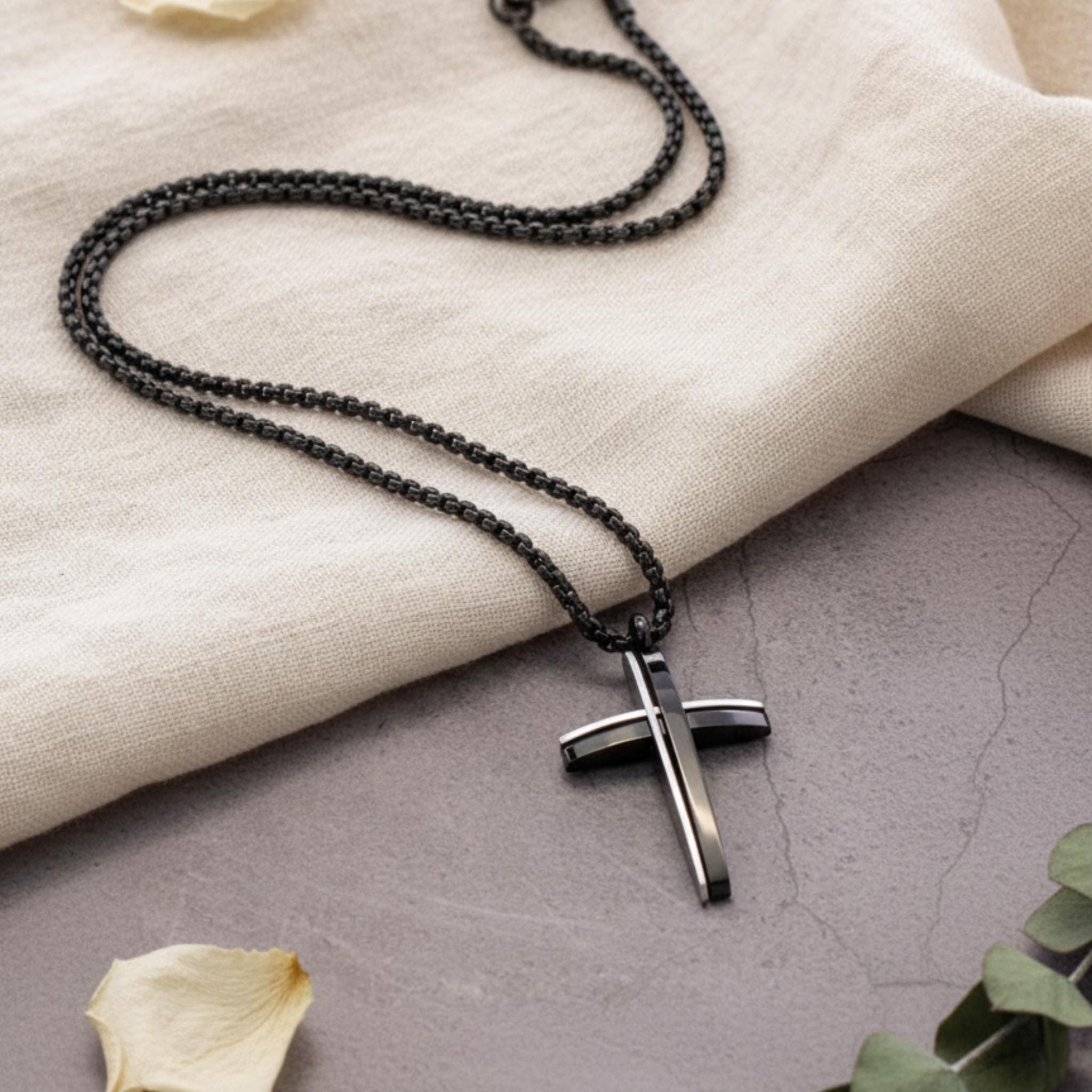 Black Cross Necklace | Unisex 316L Surgical Steel Pendant