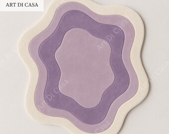 Handgetufteter Wollteppich: Lavendel Lila Abstrakte unregelmäßige Form, 80x150