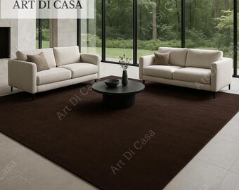 Hand-tufted Wool Area Rug: DARK CHOCOLATE BROWN, Modern Design, Solid Rug