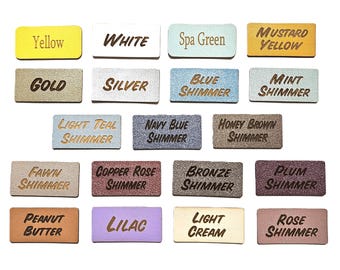 Qty. 25 Custom Laser Engraved Smooth Faux Leather Flexible Labels, Brand your Handcrafted projects, Bags, Crochet, Knitting and more