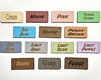 Qty. 25 Custom Laser Engraved Textured Faux Leather Flexible Labels, Brand your Handcrafted projects, Bags, Crochet, Knitting and more