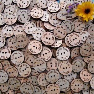 Custom Laser Engraved Birch Ply Buttons set of 25 image 4