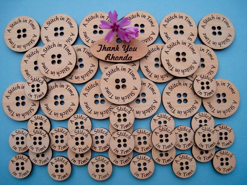Custom Laser Engraved Birch Ply Buttons set of 25 image 3