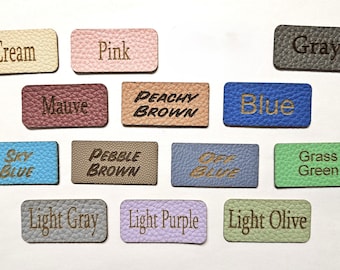 Qty. 25 Custom Laser Engraved Textured Faux Leather Labels,  Knitting Labels, Leather Like Labels for Handmade Bags, Crochet and more