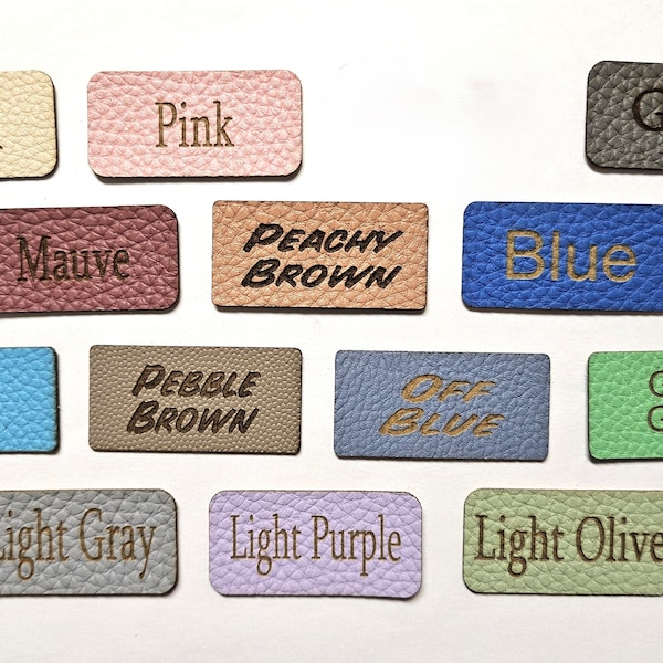 Qty. 25 Custom Laser Engraved Textured Faux Leather Labels,  Knitting Labels, Leather Like Labels for Handmade Bags, Crochet and more