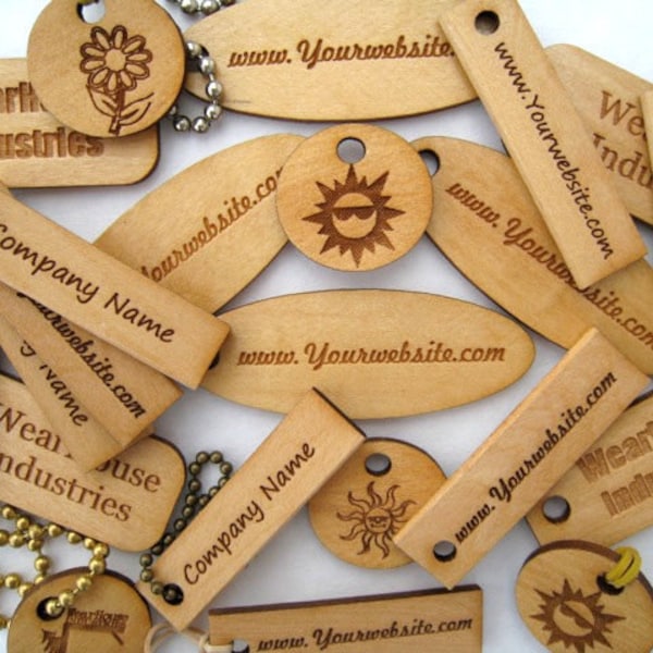 Custom Laser Engraved Pine Wood Tags   (set of 25)