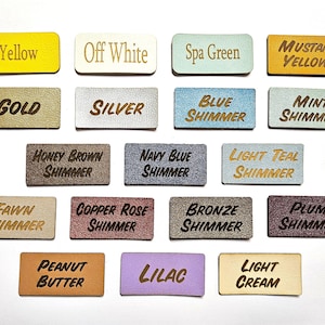 Qty. 25 Custom Laser Engraved Smooth Faux Leather Flexible Labels, Brand your Handcrafted projects, Bags, Crochet, Knitting and more