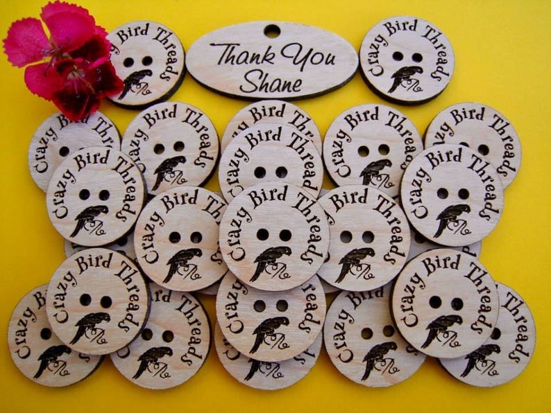 Custom Laser Engraved Birch Ply Buttons set of 25 image 5