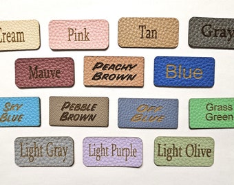 Qty. 25 Custom Laser Engraved Textured Faux Leather Labels,  Knitting Labels, Leather Like Labels for Handmade Bags, Crochet and more