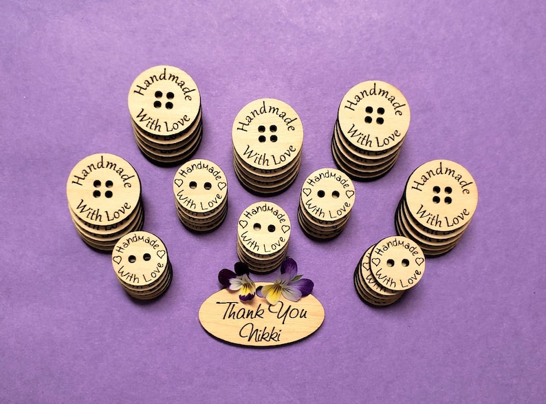 Custom Laser Engraved Birch Ply Buttons set of 25 image 7