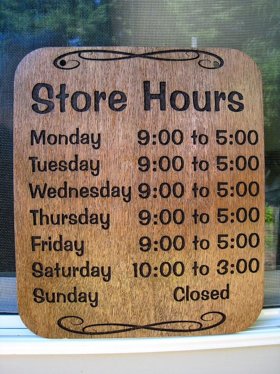 Store Hours Sign Etsy
