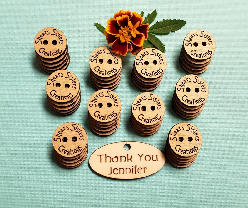 Custom Laser Engraved Birch Ply Buttons set of 25 image 10