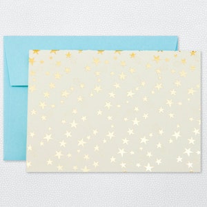 Tarjeta de felicitación con estrella dorada (en blanco por dentro) - Navidad, temporada festiva, evento especial, estrella fugaz