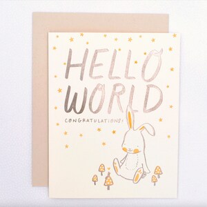 OR Bonjour tout le monde - Félicitations ! Carte de voeux pour bébé - Joli bébé lapin - Hello Little One