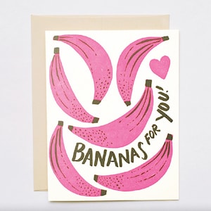 Bananen für Dich! - Neon Liebe und Freundschaft Wortspiel Karte - Valentines, Palentines, Galentines, meine Liebe, mein Mann, Frau, Freundin, Freund