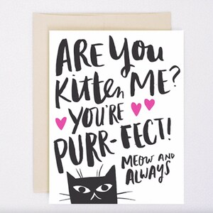 NEON Bist Du Kätzchen Ich? Du bist Schnurr-fekt! Miau und Immer - Grußkarte für Katzenliebhaber Wortspiel - Love & Valentines - Palentines, Galentines,