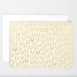 Gold Glücksbringer Hufeisen - Grußkarte. Hochzeitskarte, Glückskarte, Glücksbringer