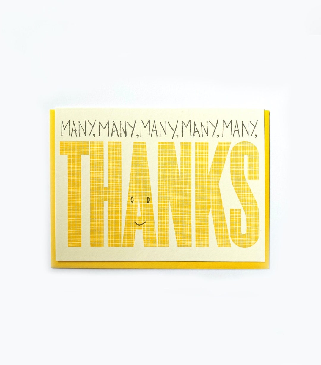 Many, Many, Many, Many Thanks Typeface Thank You Card Yellow & Black Etsy