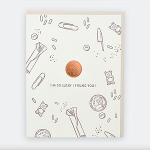 Ik ben zo blij dat ik je heb gevonden! Lucky Penny Charm woordspelingkaart - Valentines, Palentines, Galentines, My Love, My Husband, Wife, Girlfriend, Boyfriend