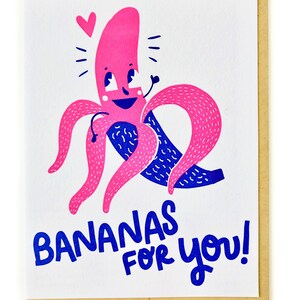 Des bananes pour vous ! - Carte de jeu de mots néon amour et amitié - Saint-Valentin, Palentines, Galentines, mon mari, femme, petite amie, petit ami