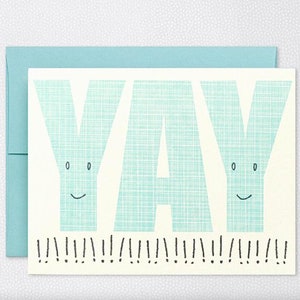 YAY! Biglietto di auguri con carattere tipografico - Interno vuoto - Biglietto di auguri di congratulazioni - Esami superati, esame di guida, nuova casa, nuovo lavoro, nuovo bambino