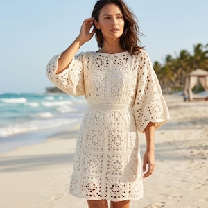 ivory lace tunic dress Junie