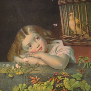 1880 H. Hallett & CO "The Evening Song Victorian Chromographic Print