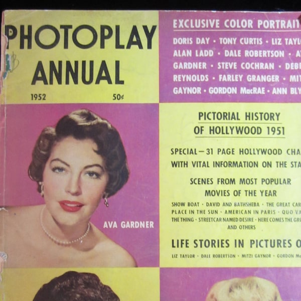 VTG 1952 Photoplay Annual Mazazine Pictorial History of Hollywood 1951