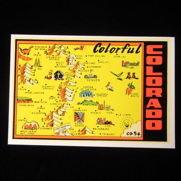 Vintage Map Colorado - Etsy