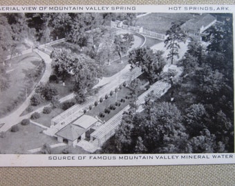 Vintage 1940's Postcard Aerial View of Mountain Valley Spring Hot Springs, Ark