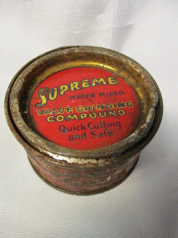Vintage 1950s Supreme Valve Grinding Compound in Fair Condition. Has Pits  and Rusty. 