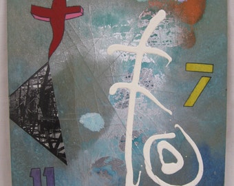 Roy Henry Alexander Gover Original-Gemälde "07:11" November 1997 Aquarell, Collage, Gesso, Tusche